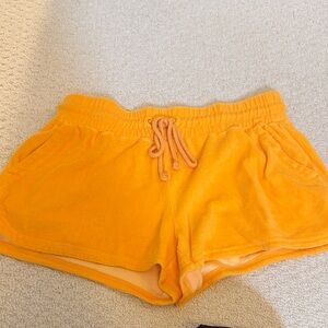 Lou & Grey Orange Terry Drawstring Athletic Shorts